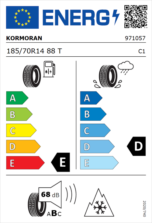 Tyre Label for Kormoran Snowpro 185/70R14 88T