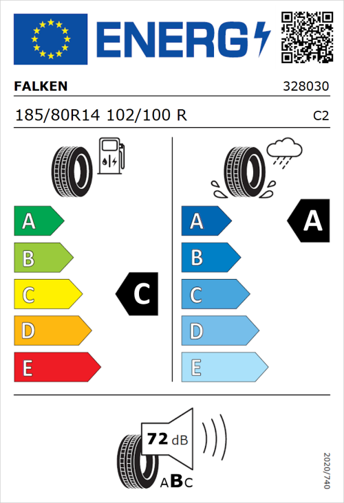 Tyre Label for Falken Linam VAN01 185/80R14 102/100R