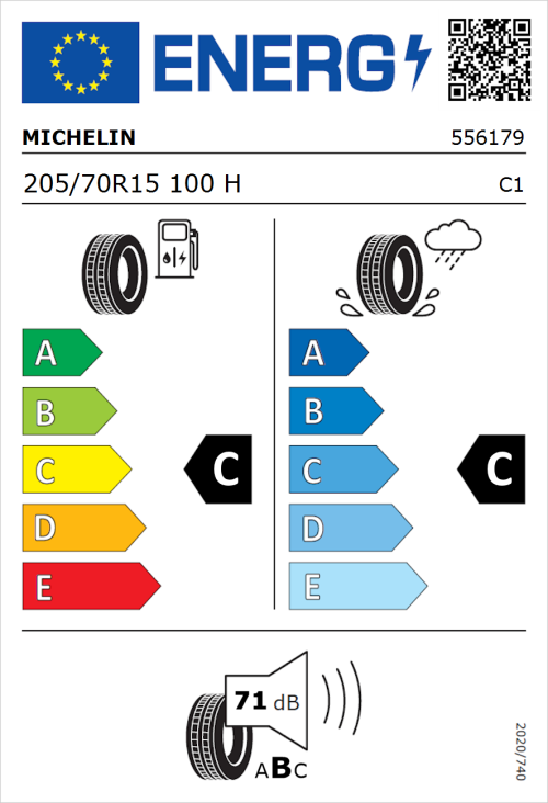 Tyre Label for Michelin Latitude Cross 205/70R15 100H